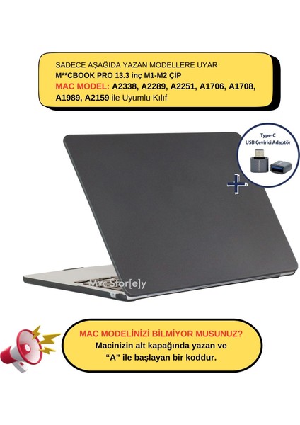 Mcstorey Macbook Pro Kılıf 13INÇ M1-M2, Kristalline Iz Yapmaz A1706 A1708 A1989 A2159 A2251 A2289 A2338 ile Uyumlu