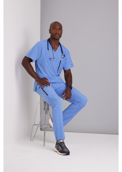 Amplify Medikal Giyim Doktor Scrubs Tek Üst likralı