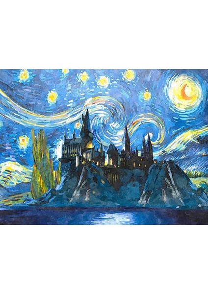 Hoqwardslı Geceler Sayılarla Boyama Seti 50X65 cm Tuvale Gerili