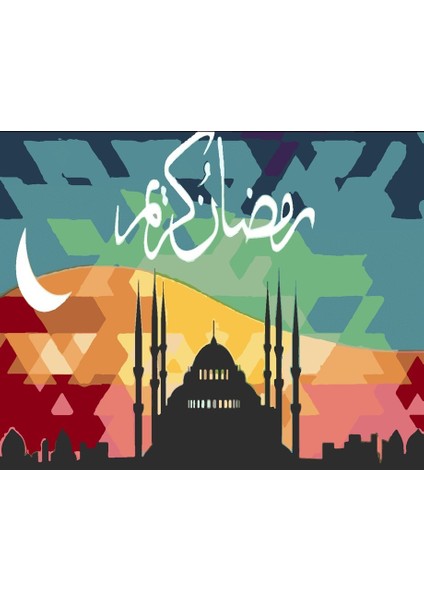 Islami Sanat Sayılarla Boyama Seti 50X65 cm Tuvale Gerili