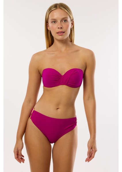 3404 Fuşya Straplez Bikini Takımı