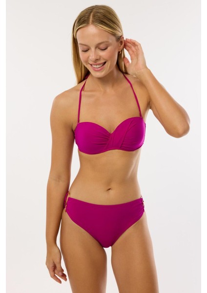 3404 Fuşya Straplez Bikini Takımı