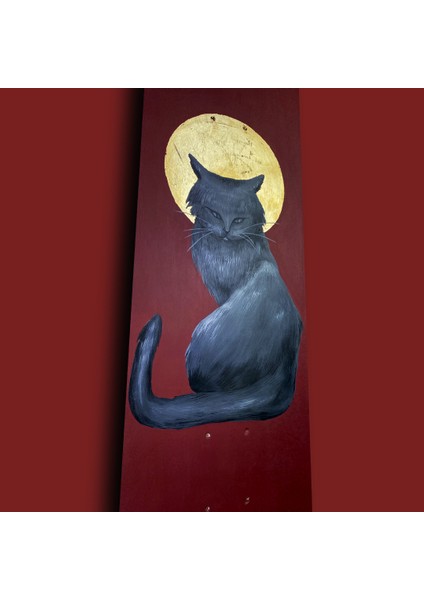 "holy Cat" Kaykay Duvar Dekoru, El Yapımı Ahşap Duvar Dekoru