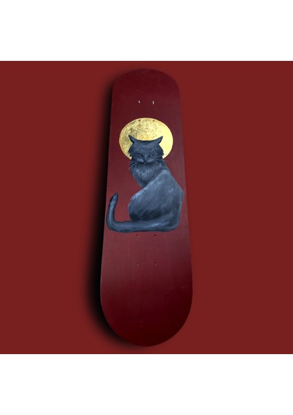 "holy Cat" Kaykay Duvar Dekoru, El Yapımı Ahşap Duvar Dekoru