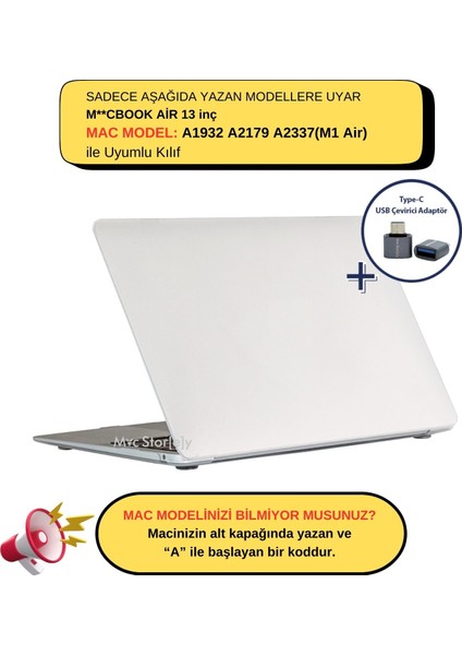 Macbook Air M1 Kılıf 13INÇ Mat Iz Yapmaz (Touchıd'li M1 Air) A2337 A2179 A1932 ile Uyumlu