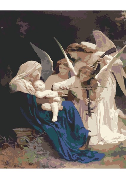 Meleklerin Şarkısı Sayılarla Boyama Seti 40x50 cm (Tuval Şasesine Gerili)