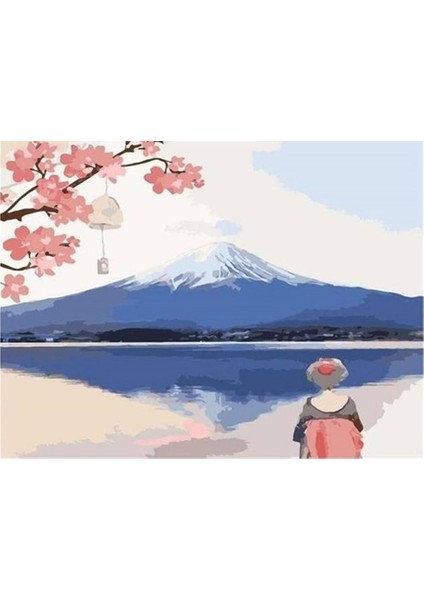 Fuji Dağı Sayılarla Boyama Seti 40 x 50 cm (Tuvale Gerili)