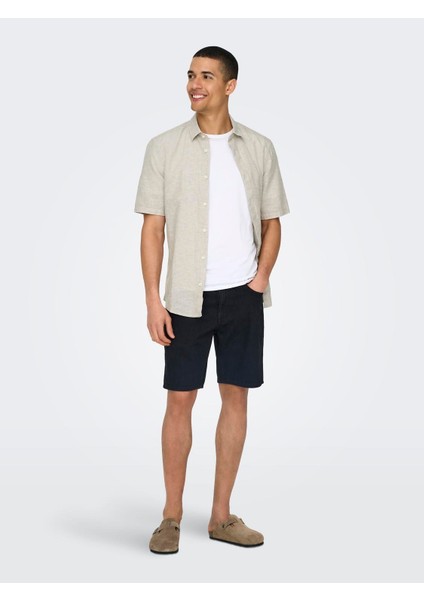 Only&sons Erkek Kısa Kollu Keten Pamuklu Gömlek 22009885 modelleri