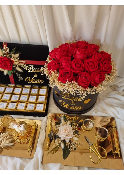Kız Isteme Çiçeği/çikolatası/damat Tepsisi ve Nişan Tepsi Seti fiyatları