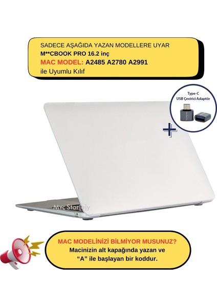 Macbook Pro 16.2inç Kılıf M1-M2-M3, Mat Iz Yapmaz (Touchbarsız 16.2" Pro) A2485 A2780 A2991 ile Uyumlu