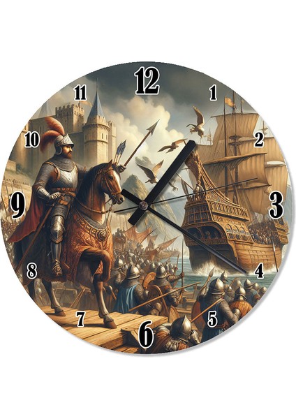 Atlı Şövalye ve Savaş Hazırlığı Akarlı Duvar Saati