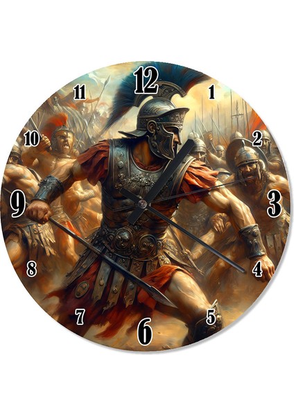 Savaşta Romalı Asker Desenli Duvar Saati