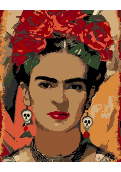 Frida Kahlo Sayılarla Boyama Seti 60X75 cm Tuvale Gerili