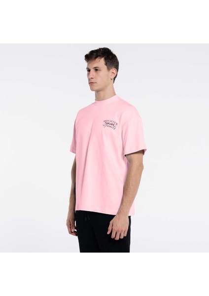 Friday Offset Deka Erkek Pembe %100 Pamuk Bisiklet Yaka Ekstra Oversize Tişört