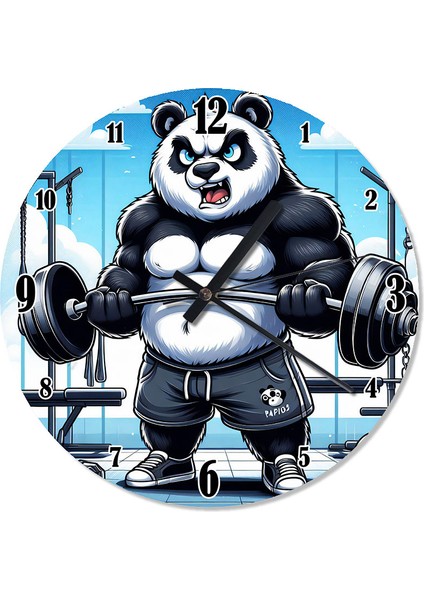Halter Kaldıran Panda Dekoratif Duvar Saati