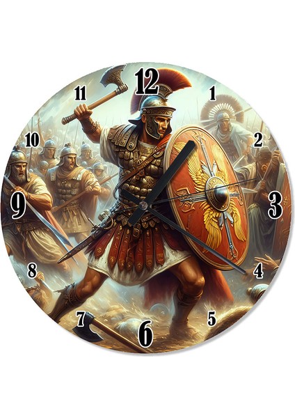 Romalı Asker ve Savaş Teması Desenli Duvar Saati