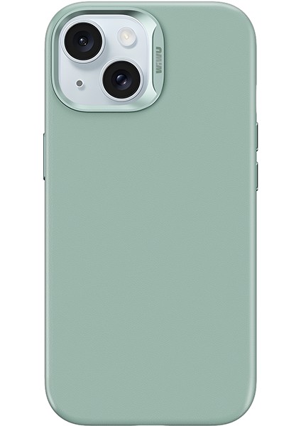 iPhone 15 Plus Uyumlu Kılıf Wiwu SP-019 Magsafe Şarj Özellikli Vegan Leather Deri Kapak Yeşil