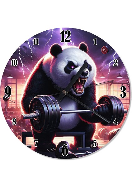 Halter Kaldıran Kızgın Panda Sessiz Duvar Saati