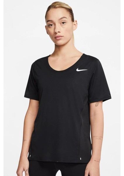 City Sleek Top Kadın Siyah Koşu Tişörtü
