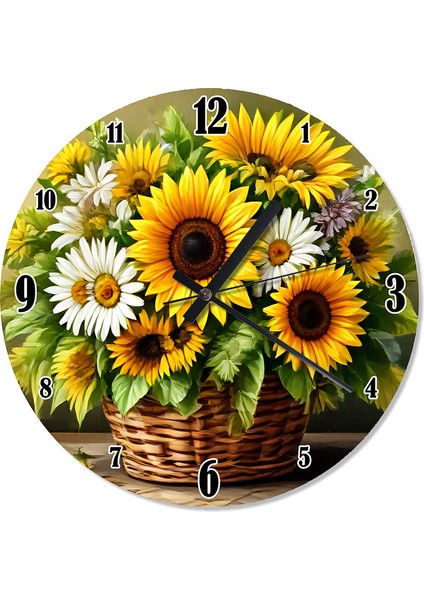 Sepet ve Çiçekler Şekilli Duvar Saati