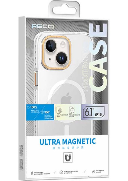 iPhone 15 Plus Uyumlu Kılıf Magsafe Şarj Özellikli Cam Arka Yüzey Recci Michelin Serisi Kapak Beyaz fiyatları