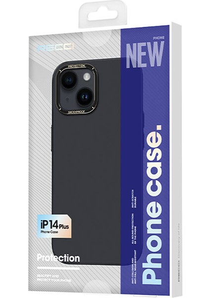 iPhone 14 Uyumlu Kılıf Metal Kamera Çerçeveli Recci Glaze Serisi Kapak Siyah modelleri