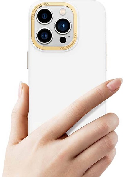 iPhone 14 Pro Uyumlu Kılıf Metal Kamera Çerçeveli Recci Glaze Serisi Kapak Beyaz fiyatları
