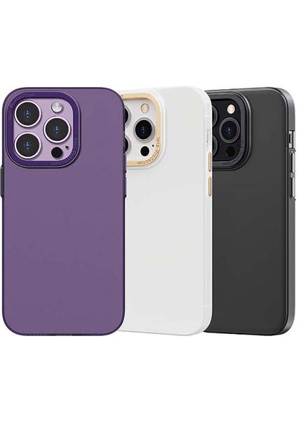 iPhone 14 Uyumlu Kılıf Metal Kamera Çerçeveli Recci Glaze Serisi Kapak Mor fiyatları