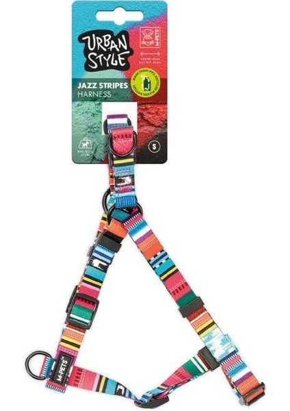 M Pets Urban Style Jazz Stripes S Kilit Mekanizmalı Göğüs Tasması Göğüs 40 x 60 cm