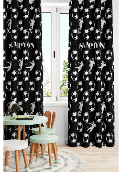Çocuk ve Bebek Odası Taraftar Futbol Serisi Fon Perde Tek Kanat (Child Room Curtain)