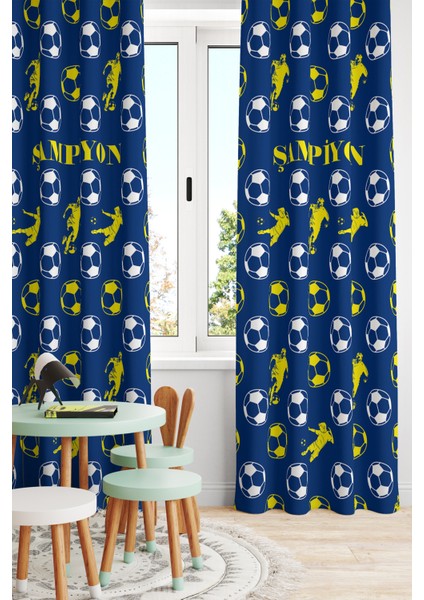 Çocuk ve Bebek Odası Taraftar Futbol Serisi Fon Perde Tek Kanat (Child Room Curtain)