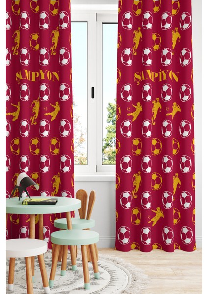 Çocuk ve Bebek Odası Taraftar Futbol Serisi Fon Perde Tek Kanat (Child Room Curtain)