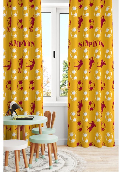 Çocuk ve Bebek Odası Taraftar Futbol Serisi Fon Perde Tek Kanat (Child Room Curtain)