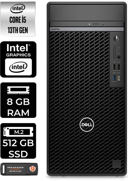 Optiplex 7010MT Intel Core I5 13500 8gb 512GB SSD Fdos N010O7010MTU Masaüstü Bilgisayar & PER4USB Bellek N010O7010MTUP302