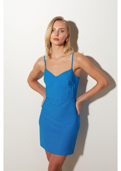 Mavi Askılı Mini Elbise fiyatları