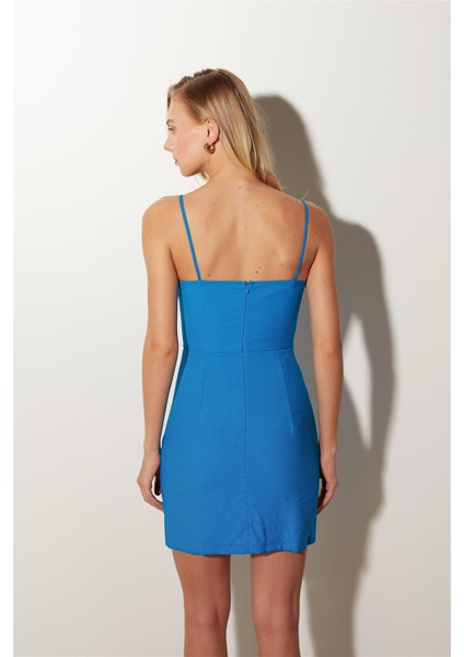 Mavi Askılı Mini Elbise fırsatları
