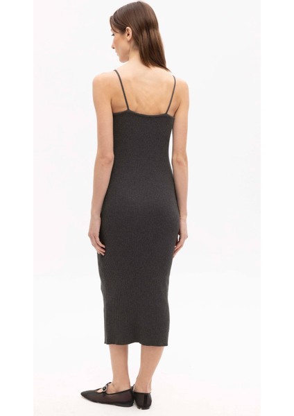 Antrasit Pamuklu Midi Triko Elbise indirimleri