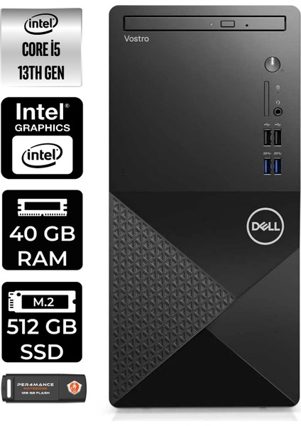 Vostro 3020 Intel Core I5 13400 40GB 512GB SSD W11H N2046VDT3020MTU Masaüstü Bilgisayar & Per4 USB Bellek N2046VDT3020MTUP387