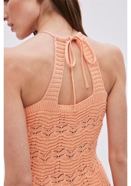 Oranj Halter Yaka Midi Triko Elbise