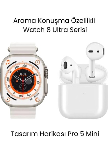 Sanal Ticaretiniz Watch 8 Ultra Akıllı Saat ve Air Pro 5 Mini Bluetooth Kulaklık