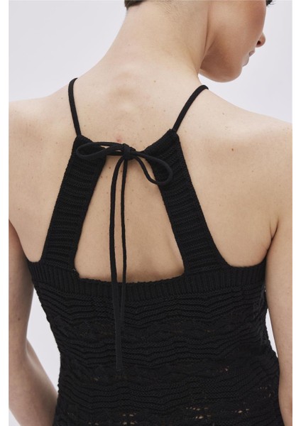 Siyah Halter Yaka Midi Triko Elbise indirimleri