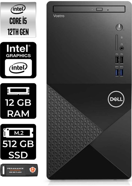 Vostro 3910MT Intel Core I5 12400 12GB 512GB SSD Fdos N7519VDT3910 & Masaüstü Bilgisayar & Per4 USB Bellek N7519VDT3910P307