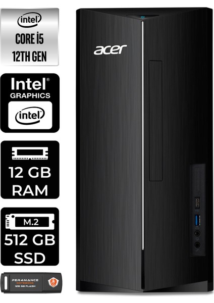 Aspire TC1760 Intel Core I5 12400 12GB 512GB SSD Fdos DT.BHUEM.005 Masaüstü Bilgisayar & Per4 USB Bellek DTBHUEM005P307