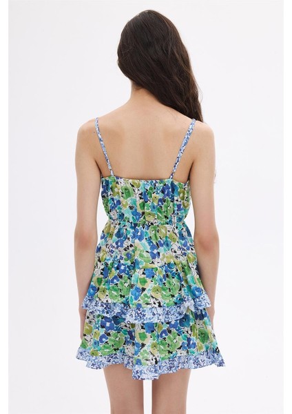 Yeşil Volanlı Mini Elbise indirimleri