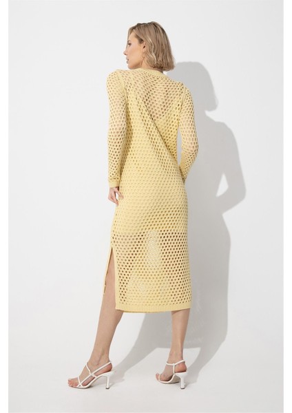 Sarı Midi Boy Ajurlu Elbise indirimleri