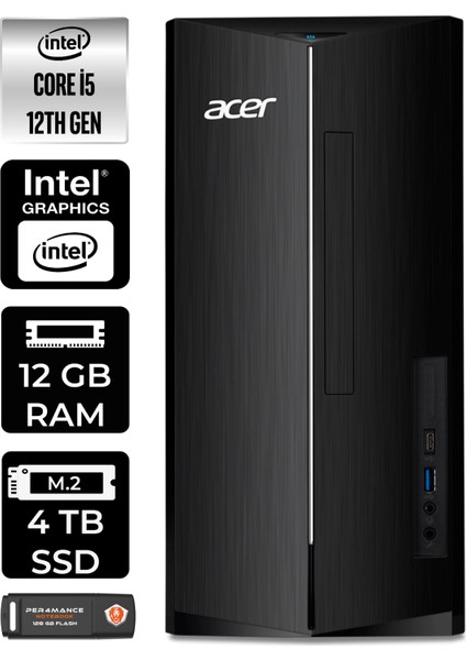 Aspire TC1760 Intel Core I5 12400 12GB 4tb SSD Fdos DT.BHUEM.005 Masaüstü Bilgisayar & Per4 USB Bellek DTBHUEM005P310