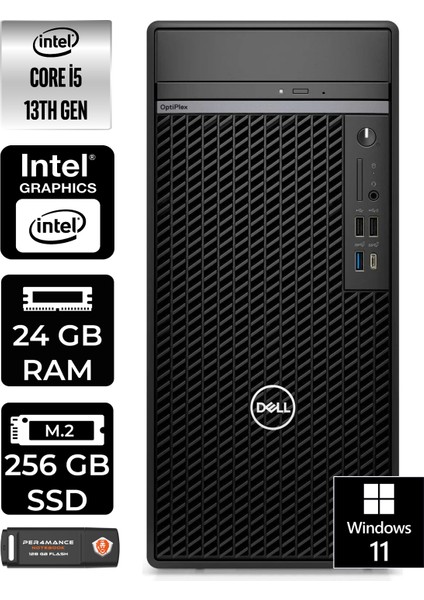 Optiplex 7010MT Intel Core I5 13500 24GB 256GB SSD W11P N010O7010MTU Masaüstü Bilgisayar & PER4USB Bellek N010O7010MTUP421