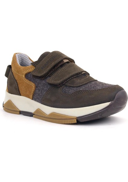 Hakiki Deri Koyu Kahve Çocuk Sneakers Spor Ayakkabı