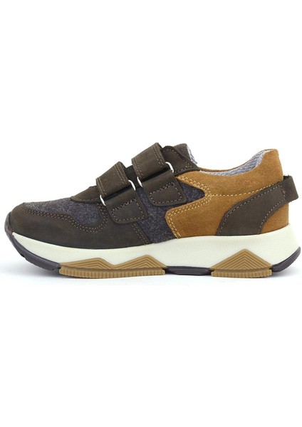 Hakiki Deri Koyu Kahve Çocuk Sneakers Spor Ayakkabı