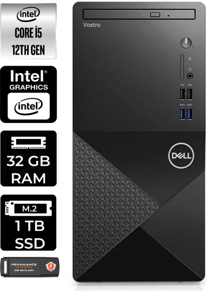 Vostro 3910MT Intel Core I5 12400 32GB 1tb SSD W11H N7519VDT3910 & Masaüstü Bilgisayar & Per4 USB Bellek N7519VDT3910P378